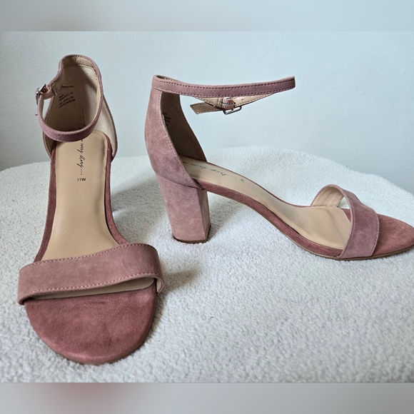 NWT PENNINGTONS Size 11W Open Toe Dusty Pink Blush Sandals  3" Block High Heels - Picture 6 of 9